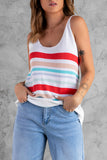 Rainbow Stripe Scoop Neck Knitted Tank