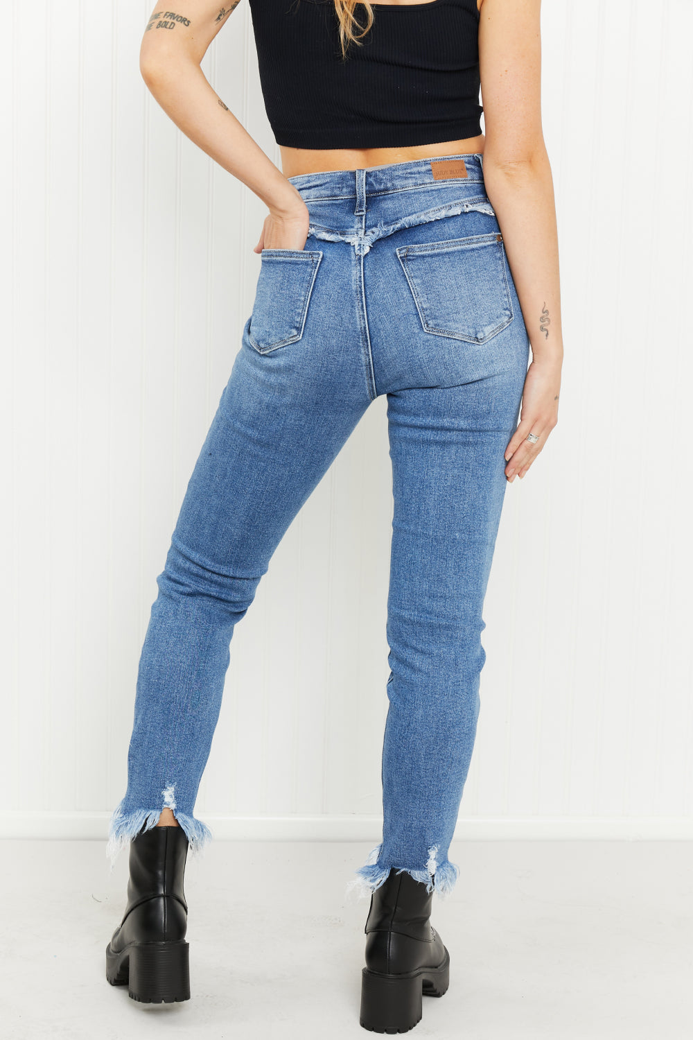 Judy Blue Charlie Full Size Fringe Pocket Slim Jeans