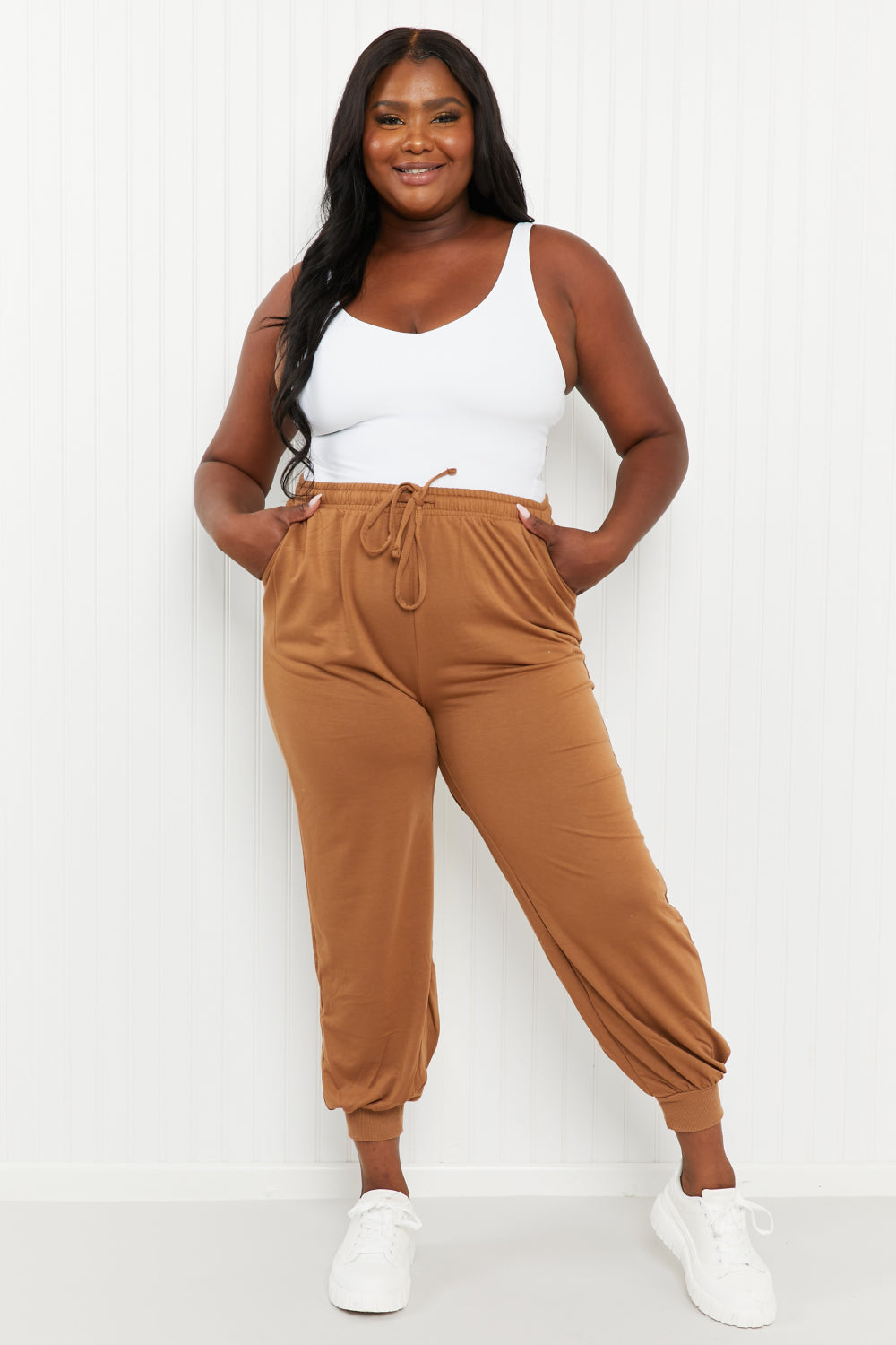 Zenana Full Size Drawstring Waist Joggers with Pockets