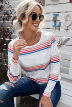 Load image into Gallery viewer, Striped Round Neck Long Sleeve Tee
