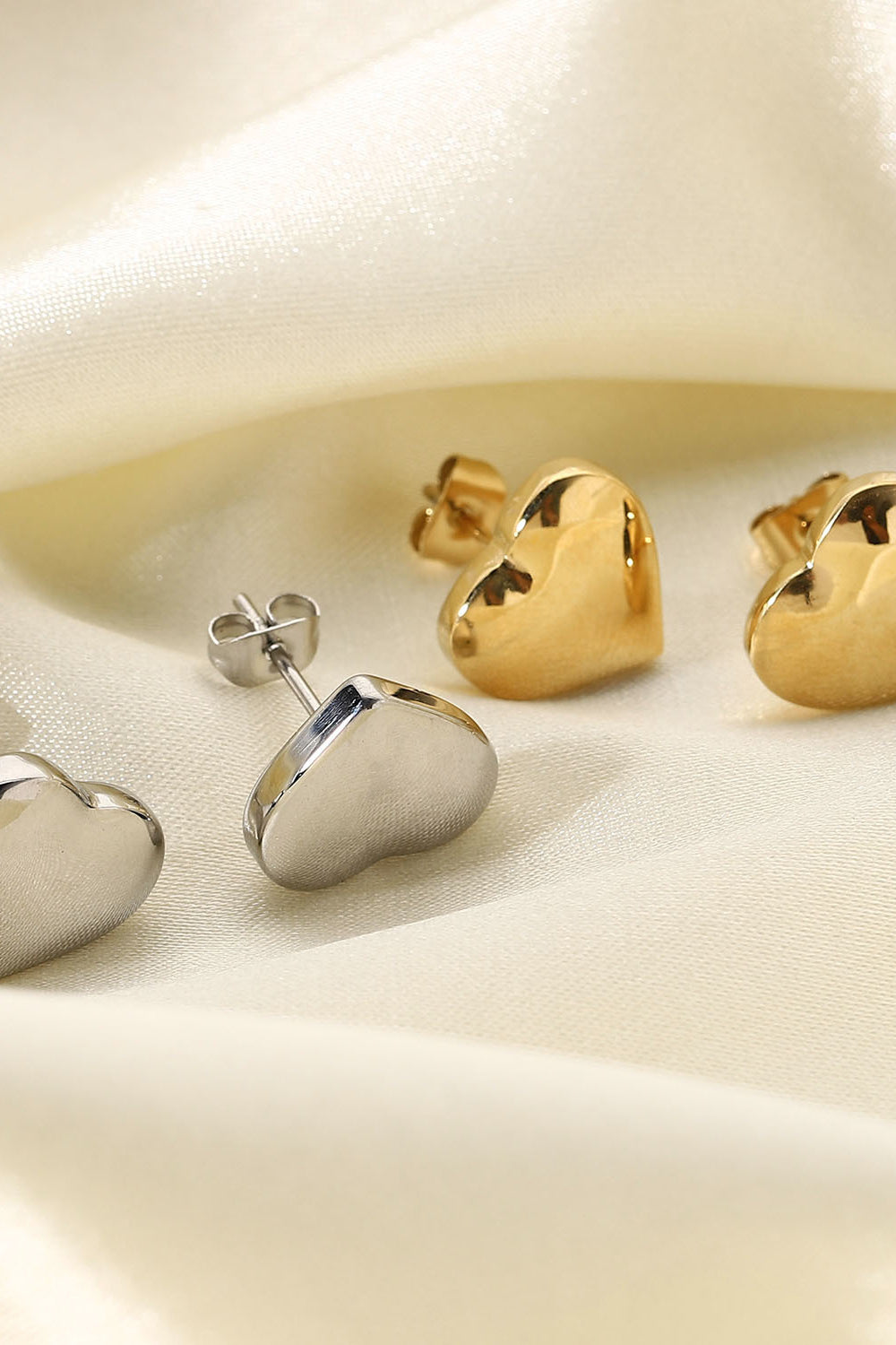 Stainless Steel Heart Stud Earrings