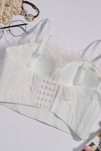 Load image into Gallery viewer, Faux Pearl Fringe and Feather Trim Bustier
