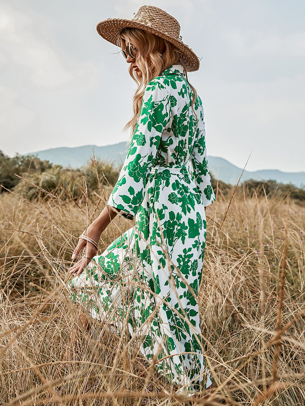 Floral Tie Waist Shirt Dress