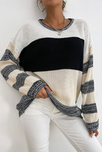 Load image into Gallery viewer, Striped Dropped Shoulder Pullover Sweater
