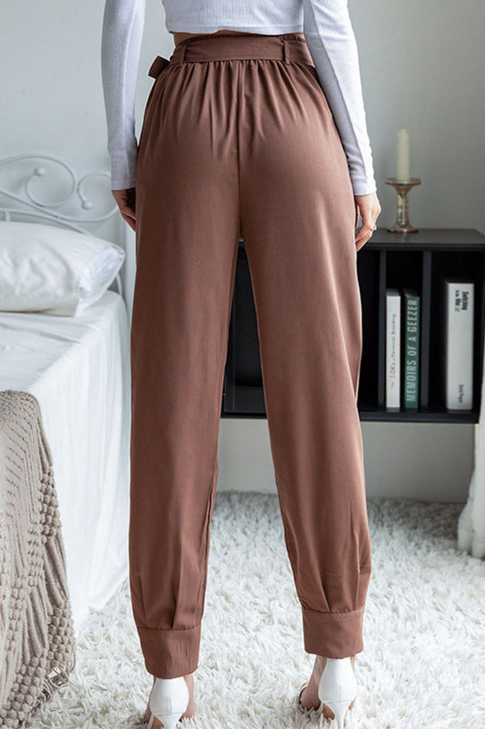 Tie Waist Button Cuff Pants