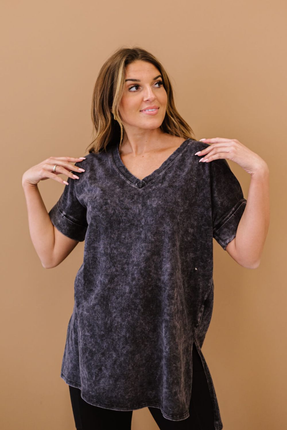 Zenana Memory Lane Full Size Run Mineral Wash Tee