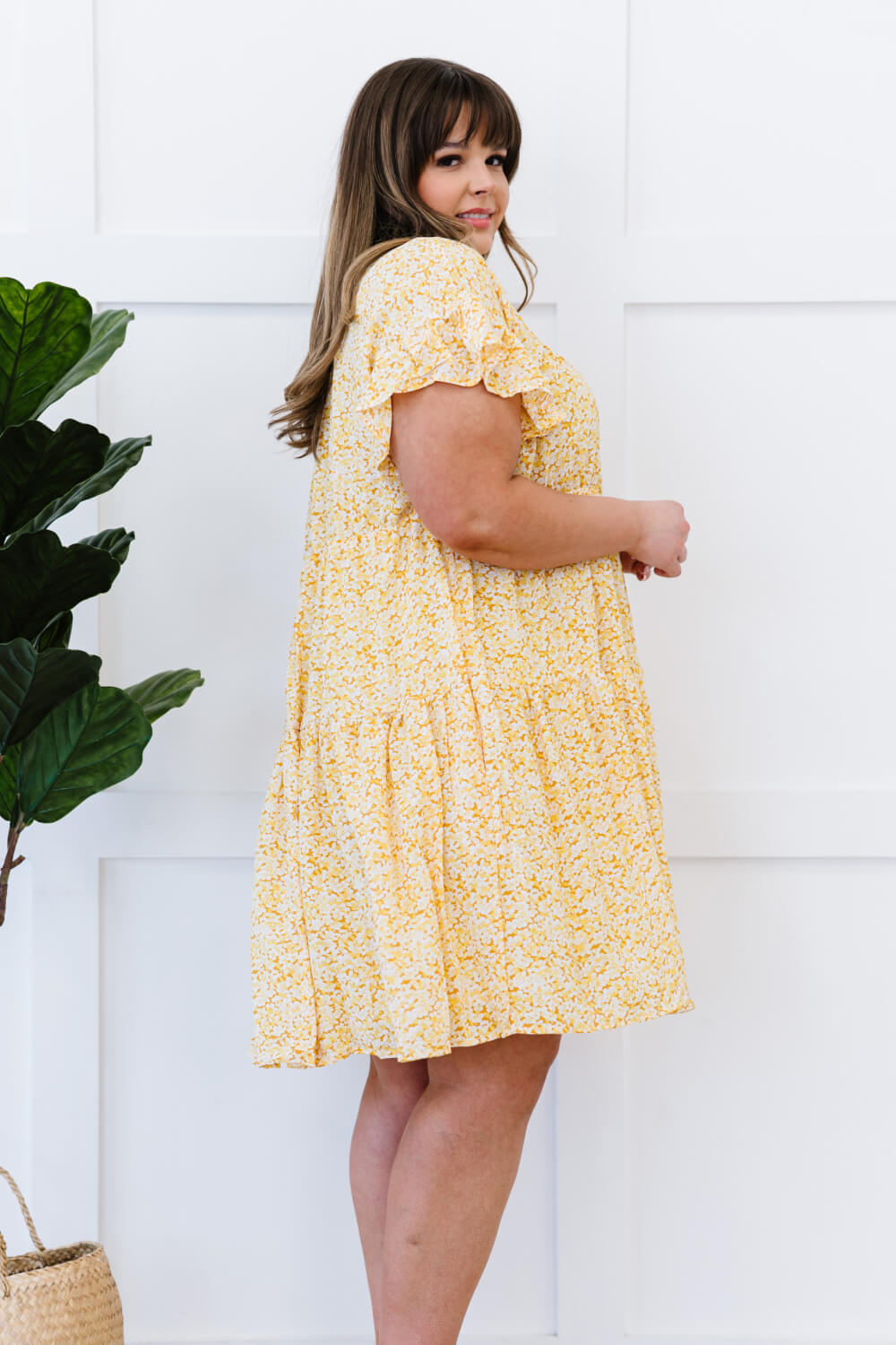 Davi & Dani Fresh as a Daisy Full Size Floral Tiered Mini Dress