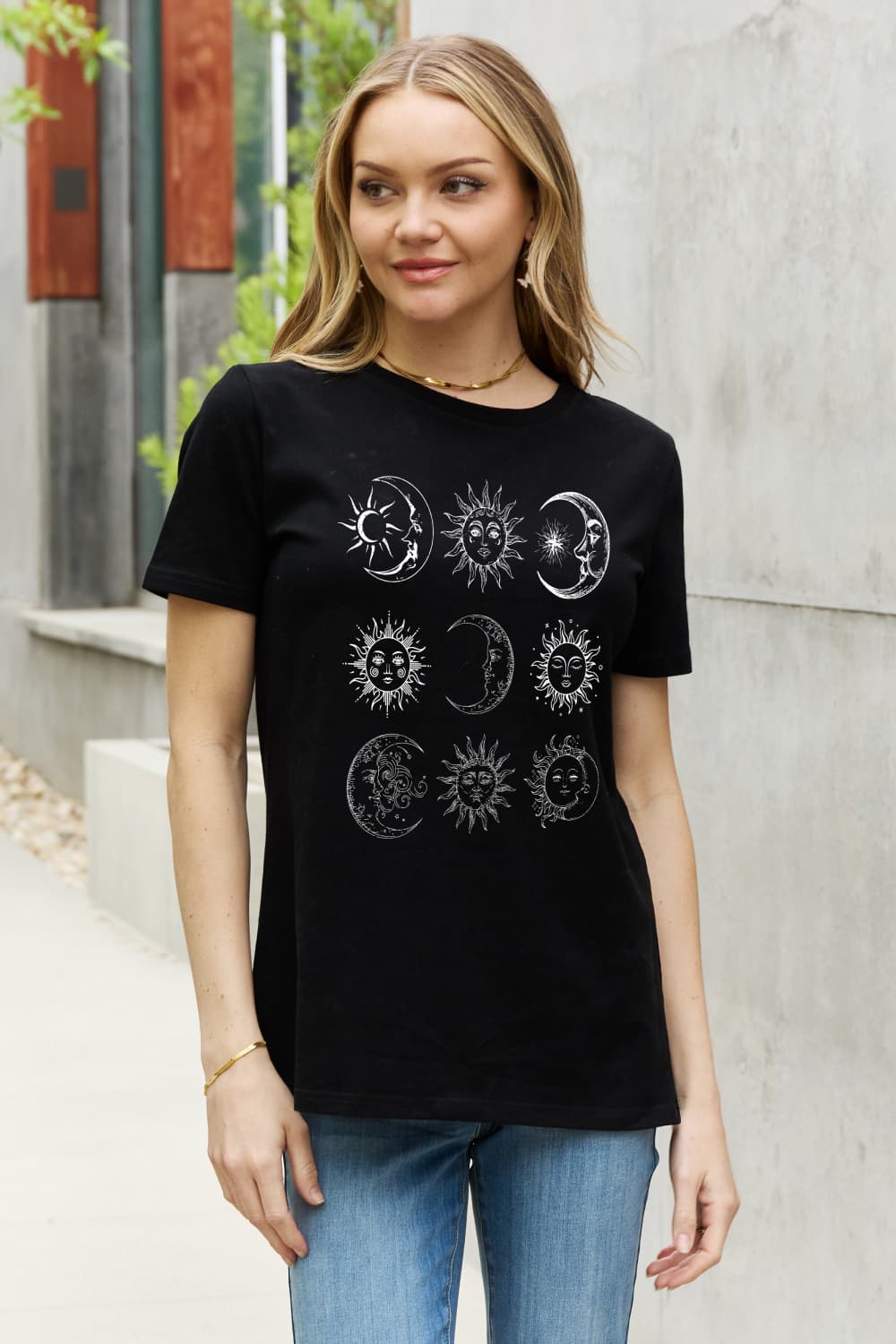 Simply Love Sun and Moon Graphic Cotton Tee