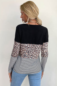 Mixed Print Long Sleeve Tee Shirt