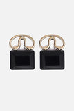 Black Glass Lock Earrings