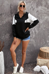 Color Block Drawstring Hooded Jacket