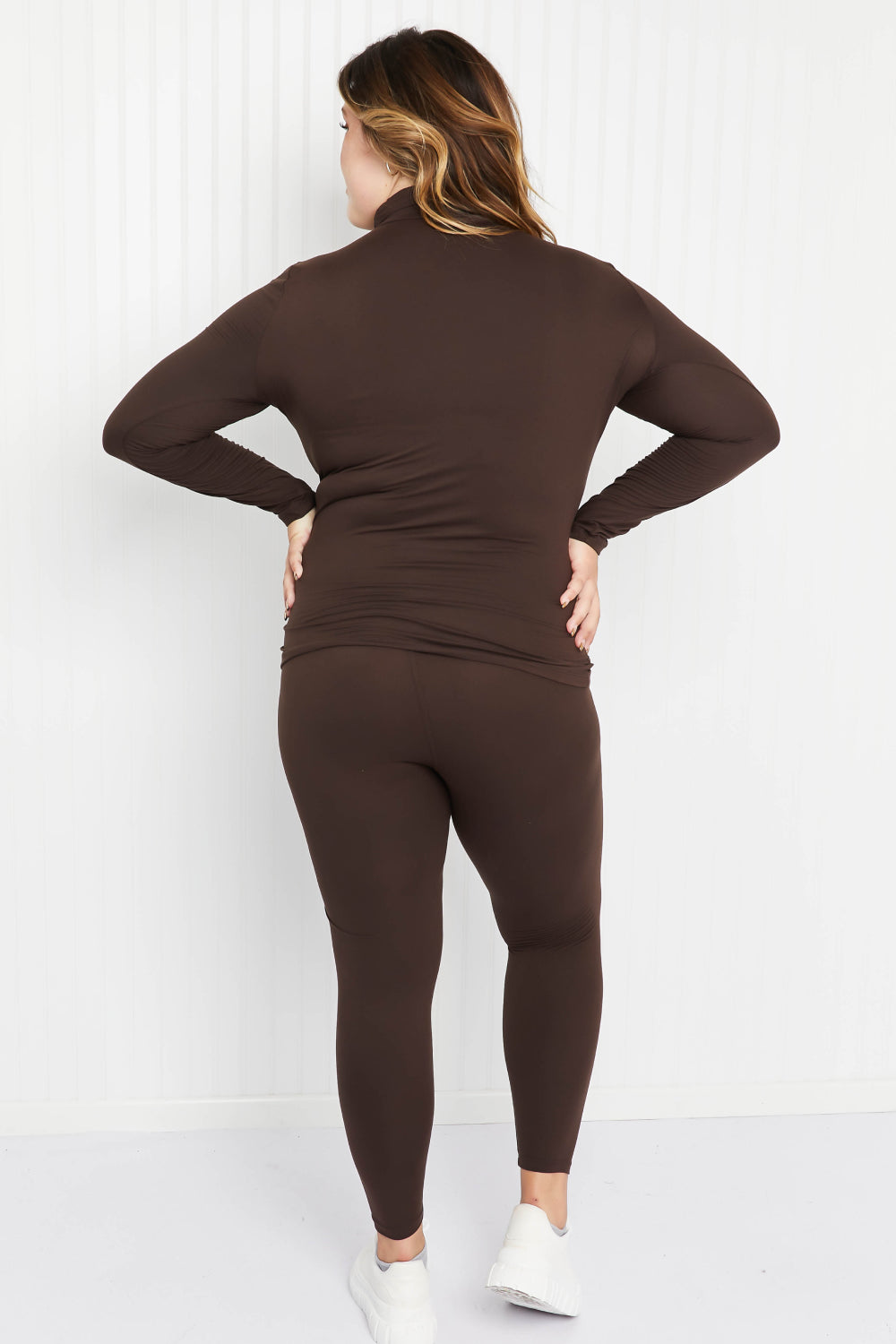 Zenana Friend in Me Full Size Microfiber Mock Neck Top and Leggings Set