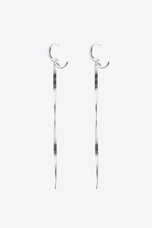 925 Sterling Silver Long Snake Chain Earrings