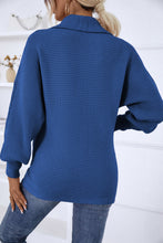 Load image into Gallery viewer, Horizontal-Ribbing Balloon Sleeve Collared Pullover
