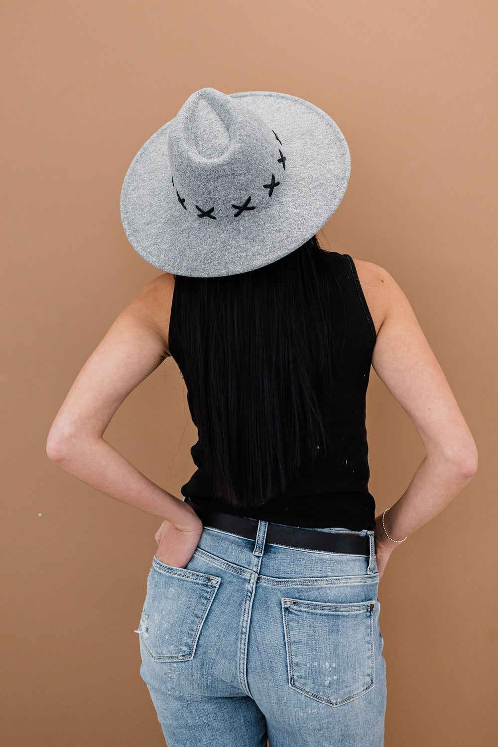 Fame X-Stitch Flat Brim Fedora Hat