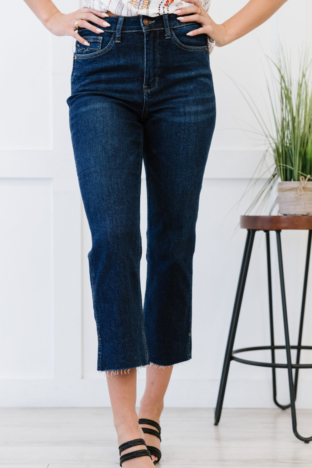 Judy Blue Sophie Full Size Run Cropped Straight Leg Jeans with Slit