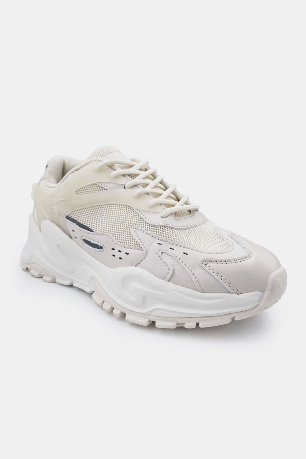 Berness Chunky Sole Contrast Detail Athletic Sneakers in Beige