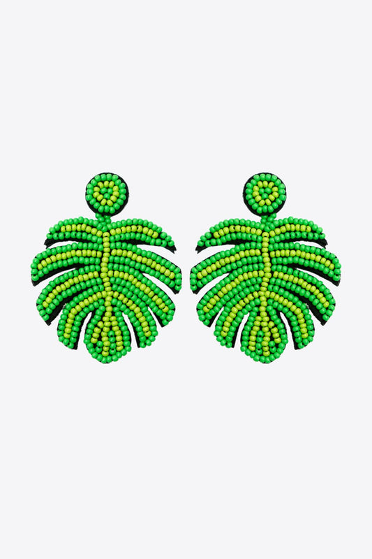 Beaded Banana Leaf Earrings