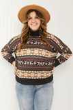 CY Fashion Reindeer Retreat Full Size Fair Isle Christmas Sweater