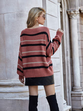 Load image into Gallery viewer, Striped Round Neck Lantern Sleeve Sweater
