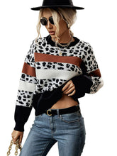 Load image into Gallery viewer, Printed Color Block Round Neck Sweater
