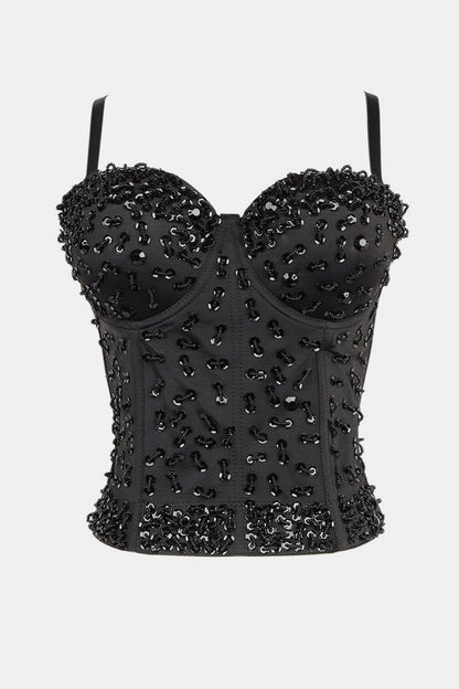 Sequined Bustier with Boning