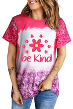 Load image into Gallery viewer, BE KIND Flower Graphic Leopard Tee
