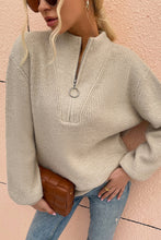 Load image into Gallery viewer, Quarter Zip Rib-Knit Sweater
