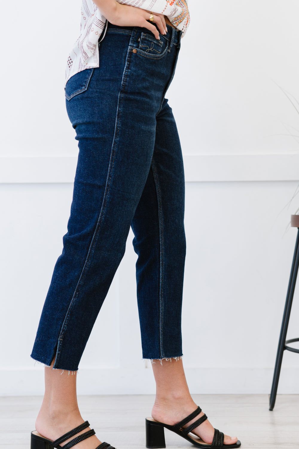 Judy Blue Sophie Full Size Run Cropped Straight Leg Jeans with Slit