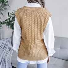 Load image into Gallery viewer, Cable-Knit Capped Sleeve Sweater Vest
