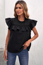 Load image into Gallery viewer, Ruffled Crewneck Sleeveless Blouse
