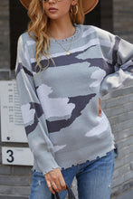 Load image into Gallery viewer, Camouflage Destroyed Hem Sweater
