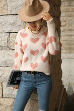 Load image into Gallery viewer, Heart Pattern Dropped Shoulder Sweater
