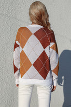 Load image into Gallery viewer, Argyle Dropped Shoulder Knit Top
