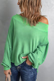 Waffle Knit Off-Shoulder Long Sleeve Top