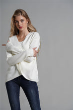 Load image into Gallery viewer, Tulip Hem Surplice Knit Sweater
