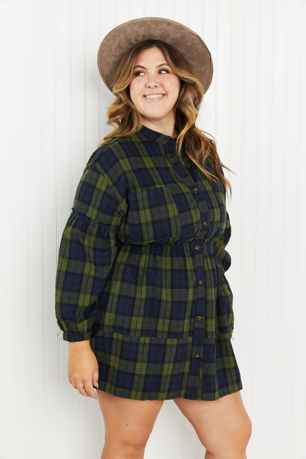 Davi & Dani Make an Entrance Full Size Button Front Shirt Dress