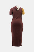 Load image into Gallery viewer, Plus Size Tricolor Short Sleeve Hooded Maxi Dress
