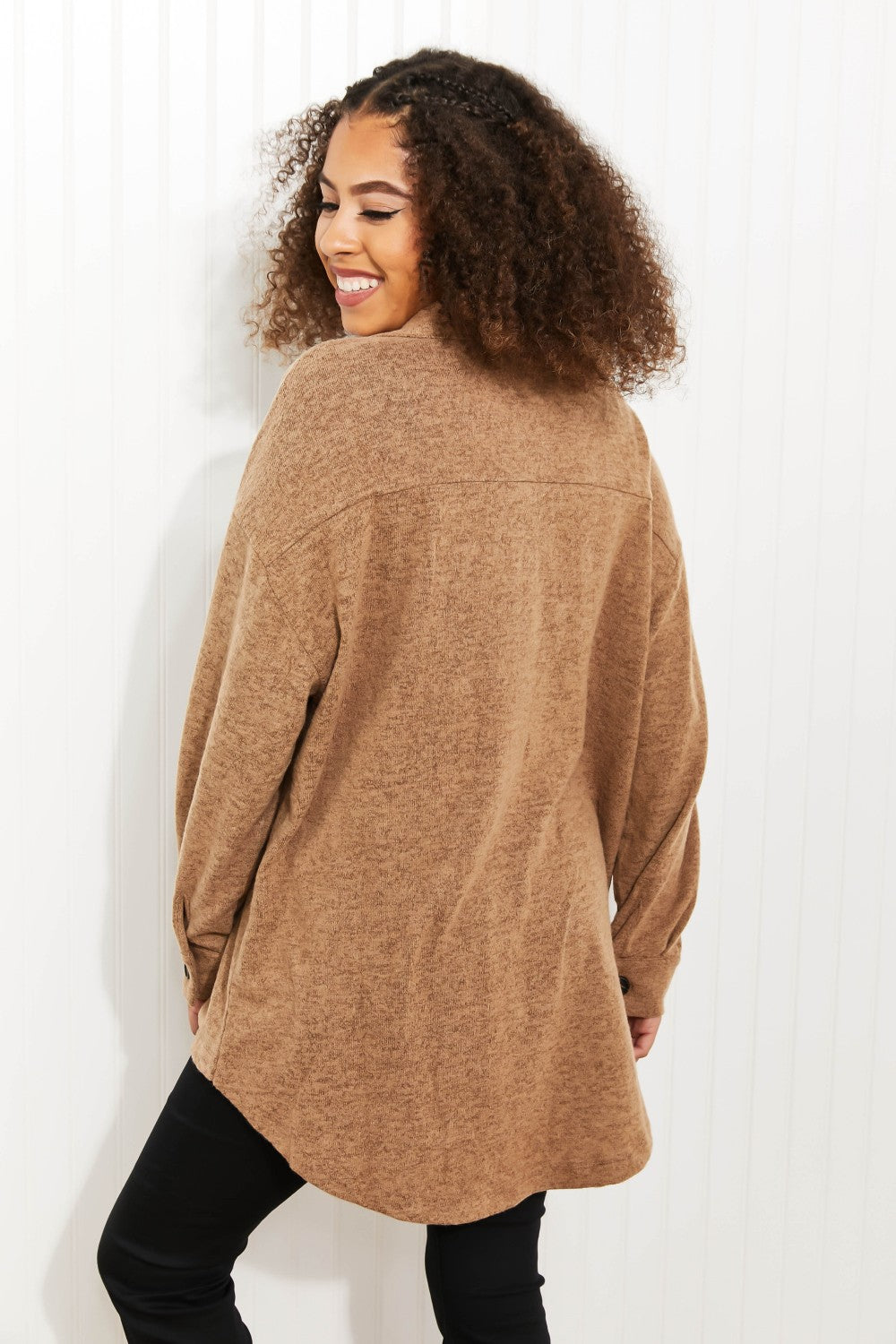 Zenana Create Coziness Full Size Brushed Melange Shacket