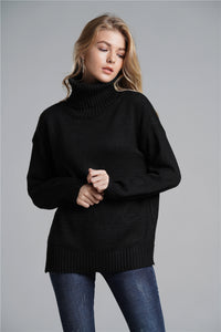 Side Slit Turtleneck Sweater