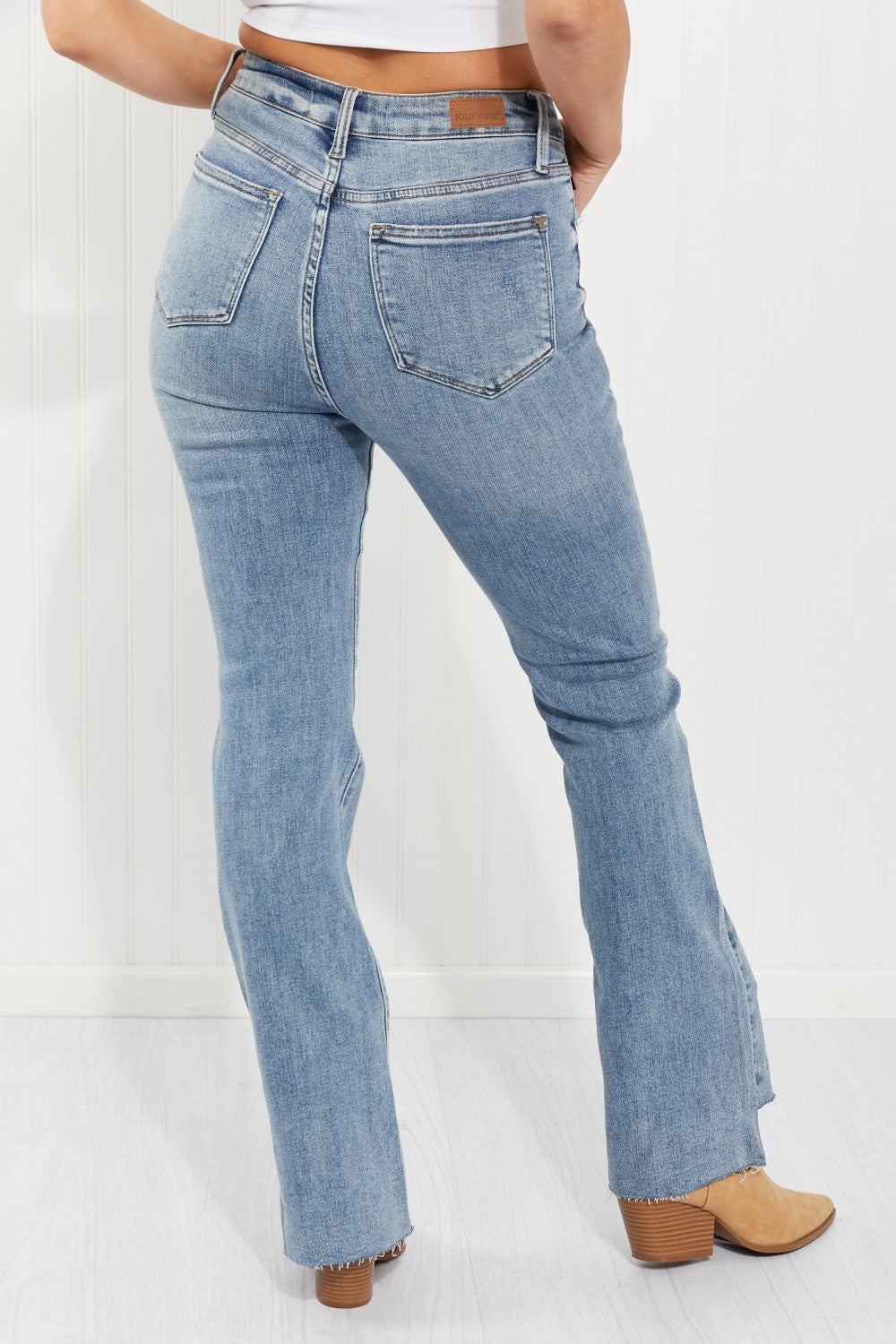 Judy Blue Mia Full Size Raw Hem Slim Bootcut Jeans