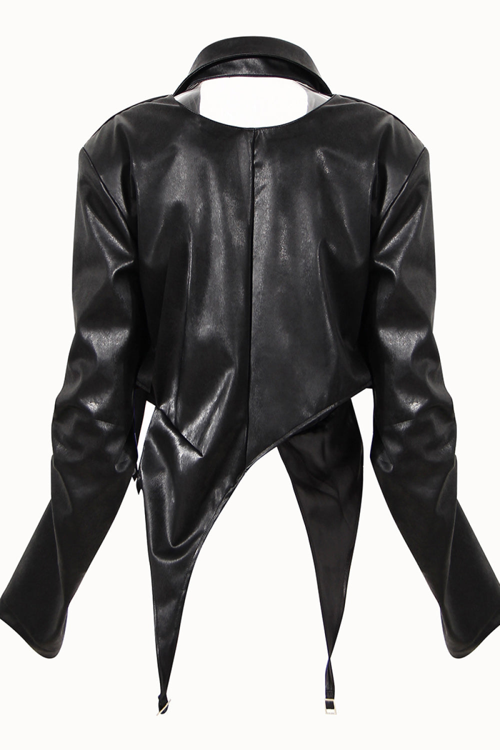 Asymmetrical Hem Cutout PU Leather Jacket