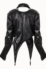 Load image into Gallery viewer, Asymmetrical Hem Cutout PU Leather Jacket
