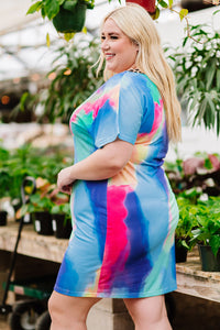 Plus Size Leopard Tie-Dye T-Shirt Dress