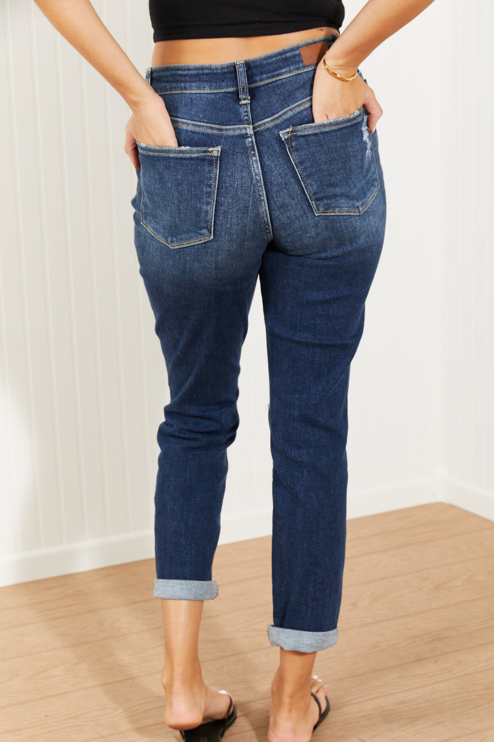 Judy Blue Avery Full Size High-Rise Cuffed Boyfriend Jeans