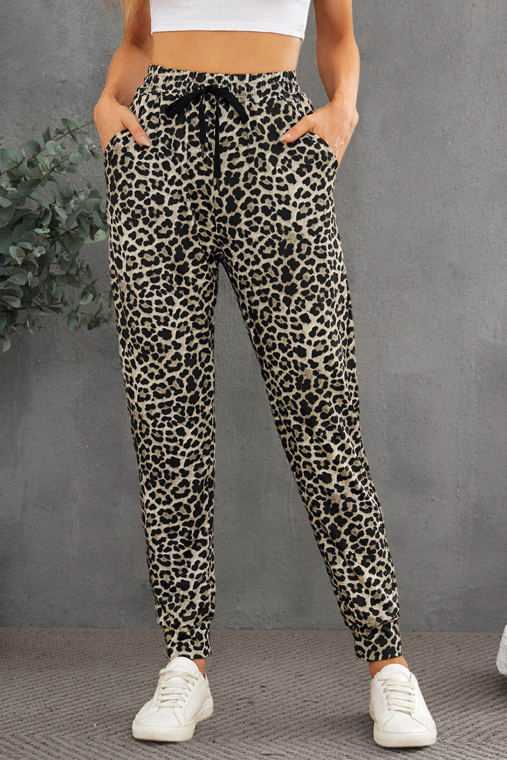 Leopard Print High Waist Slim-fit Pants