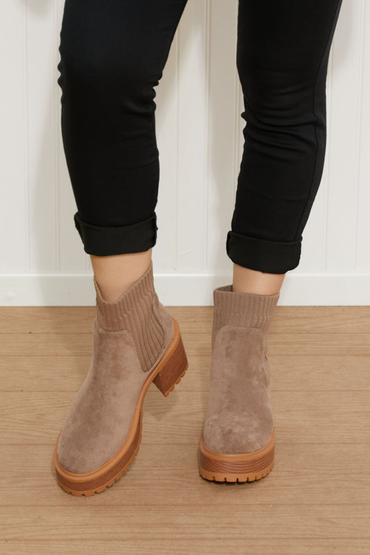 WeeBoo Strive For More Chunky Sole Sock Booties in Taupe