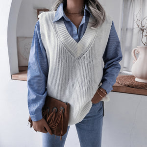 Rib-Knit V-Neck Sweater Vest