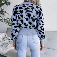 Load image into Gallery viewer, Abstract Print Ribbed Trim Long Sleeve Sweater
