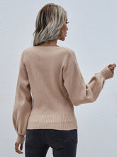 Load image into Gallery viewer, Lantern Sleeve Surplice Sweater
